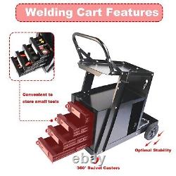 220LBS Welding Cart with Tank Storage, 4 Drawers for TIG MIG Welder Plasma Cutter