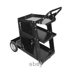 3-Tier Heavy Duty Welding Cart for MIG TIG ARC Plasma Cutter Black