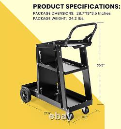 3 Tier Welding Cart Heavy Duty with Wheels Plasma Cutter Cart for TIG MIG Welder