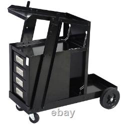 4 Drawers Welding Cart with Tank Storage for TIG MIG Welder Plasma Cutter Black US