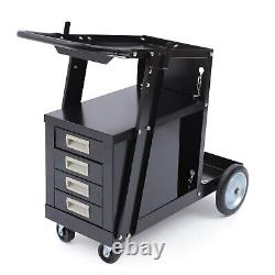 4 Drawers Welding Welder Cart Black MIG TIG ARC Plasma Cutter Tank Storage NEW