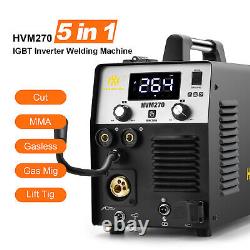 5In1 MIG/CUT/TIG/MMA Welder Gas/Gasless Welding Machine Plasma Cutter 220V 250A