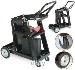 Black Portable Welder Welding Cart Plasma Cutter MIG TIG ARC Storage Tanks