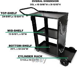 Foxngear Welding Cart 3-Tier Heavy Duty for MIG TIG Welder Plasma Cutter-Black