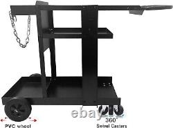 Foxngear Welding Cart 3Tier Heavy Duty for MIG TIG Welder Plasma Cutter-black