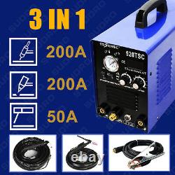 NEW 3in1 50A PLASMA CUTTER 200 AMP TIG STICK/ARC WELDER & torches & 110/220V