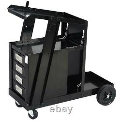 NEW Welding Cart with4 Drawer Cabinet MIG TIG ARC Plasma Cutter Tank Storage Black