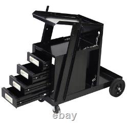 Portable Rolling Wheels Welding Cart 4 Drawers for TIG MIG Welder Plasma Cutter