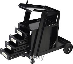 Rolling Welding Cart with 4 Drawers, Mig TIG ARC Plasma Cutter Machine Heavy Duty