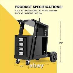 Rolling Welding Cart with Tank Storage, 4 Drawers for TIG MIG Welder Plasma Cutter