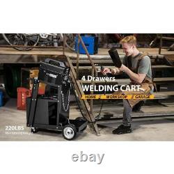 Rolling Welding Cart with Tank Storage, 4 Drawers for TIG MIG Welder Plasma Cutter