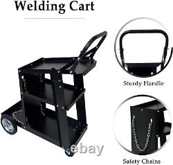 Welding Cart, Welding Carts for MIG/TIG Welder and Plasma Cutter, Black