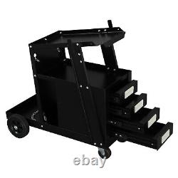 Welding Cart with Tank Storage, 4 Drawers for TIG MIG Welder Plasma Cutter Black