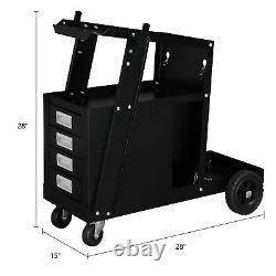 Welding Cart with Tank Storage, 4 Drawers for TIG MIG Welder Plasma Cutter Black