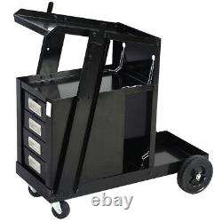 Welding Cart with4 Drawer Cabinet MIG TIG ARC Plasma Cutter Tank Storage Black