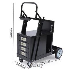 Welding Welder Cart With 4-Drawer MIG TIG ARC Plasma Cutter Tank Storage Cabinet