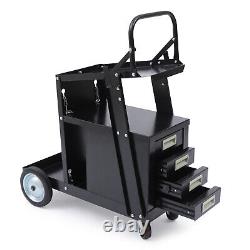 Welding Welder Cart With 4 Drawers Cabinet MIG TIG ARC Plasma Cutter Tank Storage